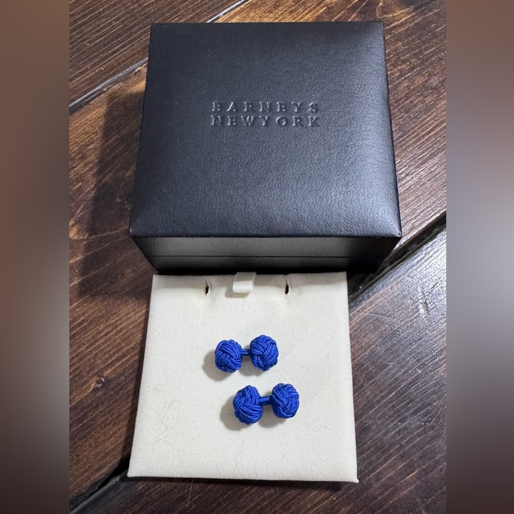 Barneys New York Royal Blue Silk Knot Cufflink Set